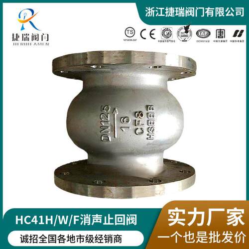 HC41H/F-16C/P碳钢法兰消声止回阀逆止阀304不锈钢立式向阀DN50