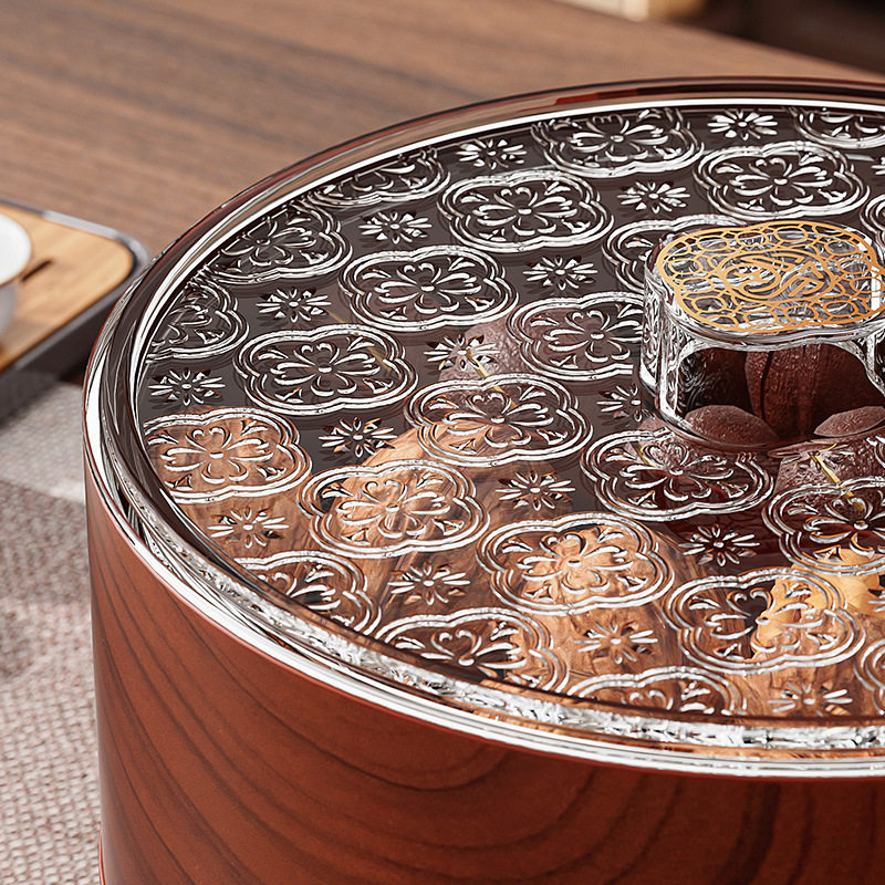 新中式木纹坚果干果盘客厅茶几家用分格糖果瓜子盒多层叠加收纳盒