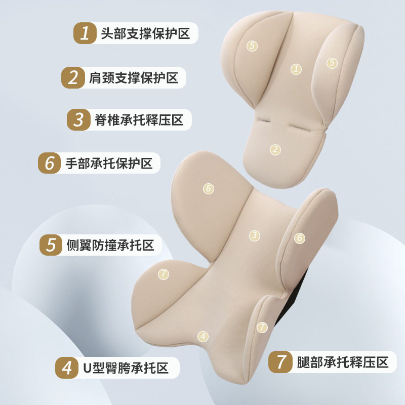儿童安全座椅内垫换洗垫子提篮推车四季通用护腰护头固定坐垫