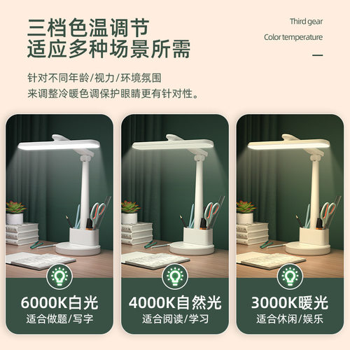 学生学习护眼led台灯宿舍充电床头灯卧室充插两用阅读灯小夜灯