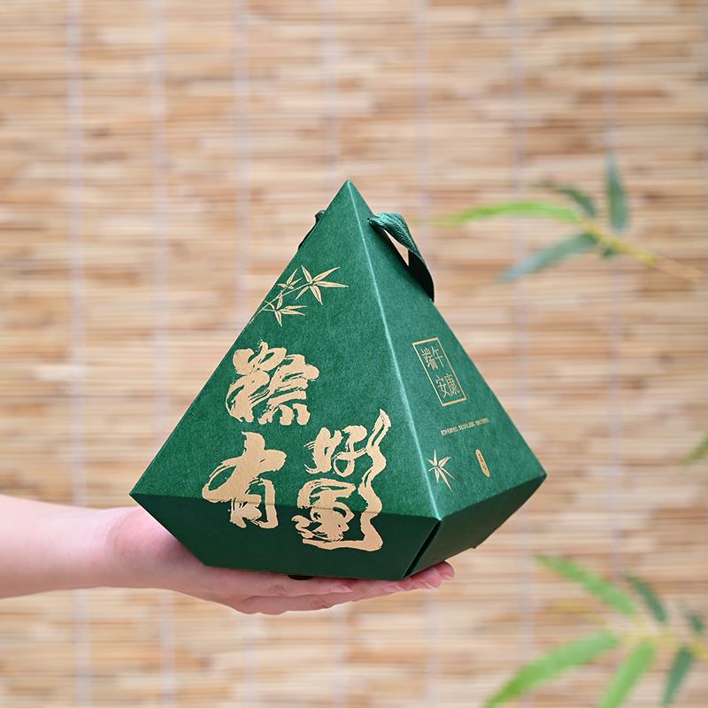 热销端午节粽子外包装盒通用创意复古手提三角盒节日特产礼盒送礼