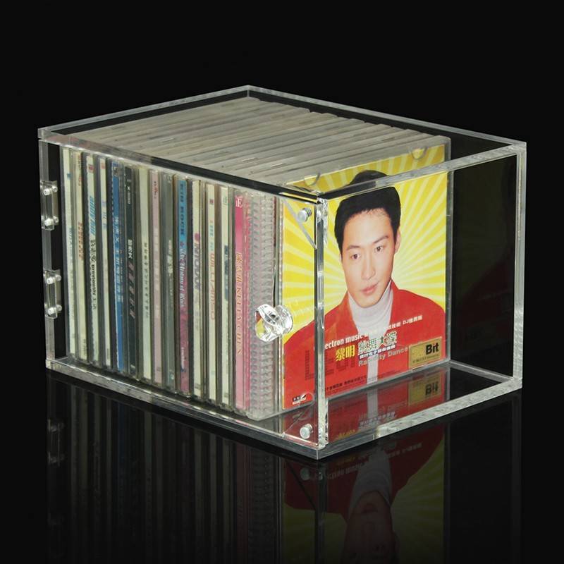 热销CD收纳盒透明有盖防尘家用卧室唱片光专辑收纳展示桌面碟片收