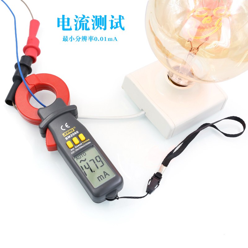 热销滨江BM2060漏电流钳形表高精度电工专业钳流表漏电流测试微电图片