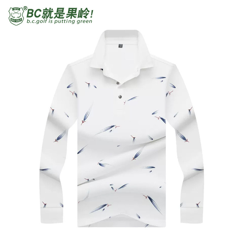 BCGOLF男款长袖服装男式长袖T恤上衣体恤青年休闲