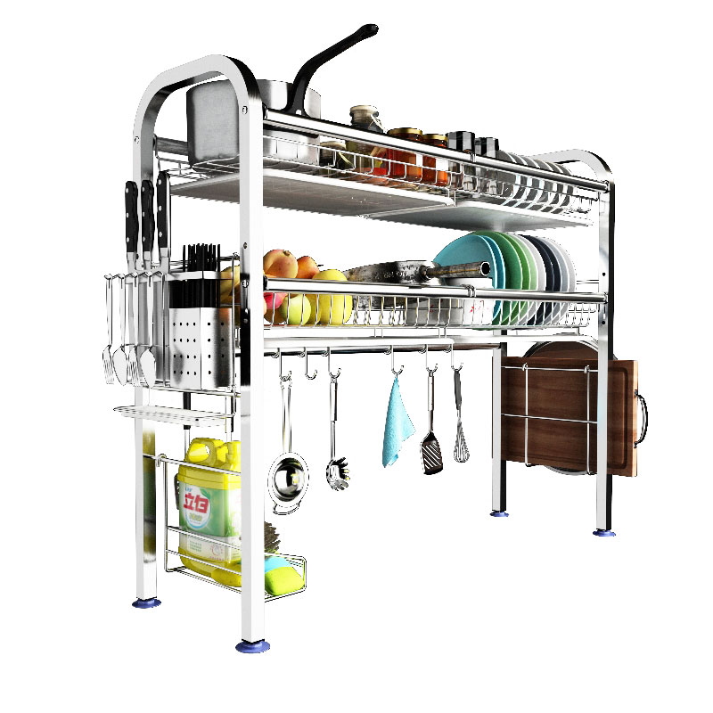 304不锈钢水槽置物架 厨房放碗架碗碟收纳层架洗碗池台面上方沥水