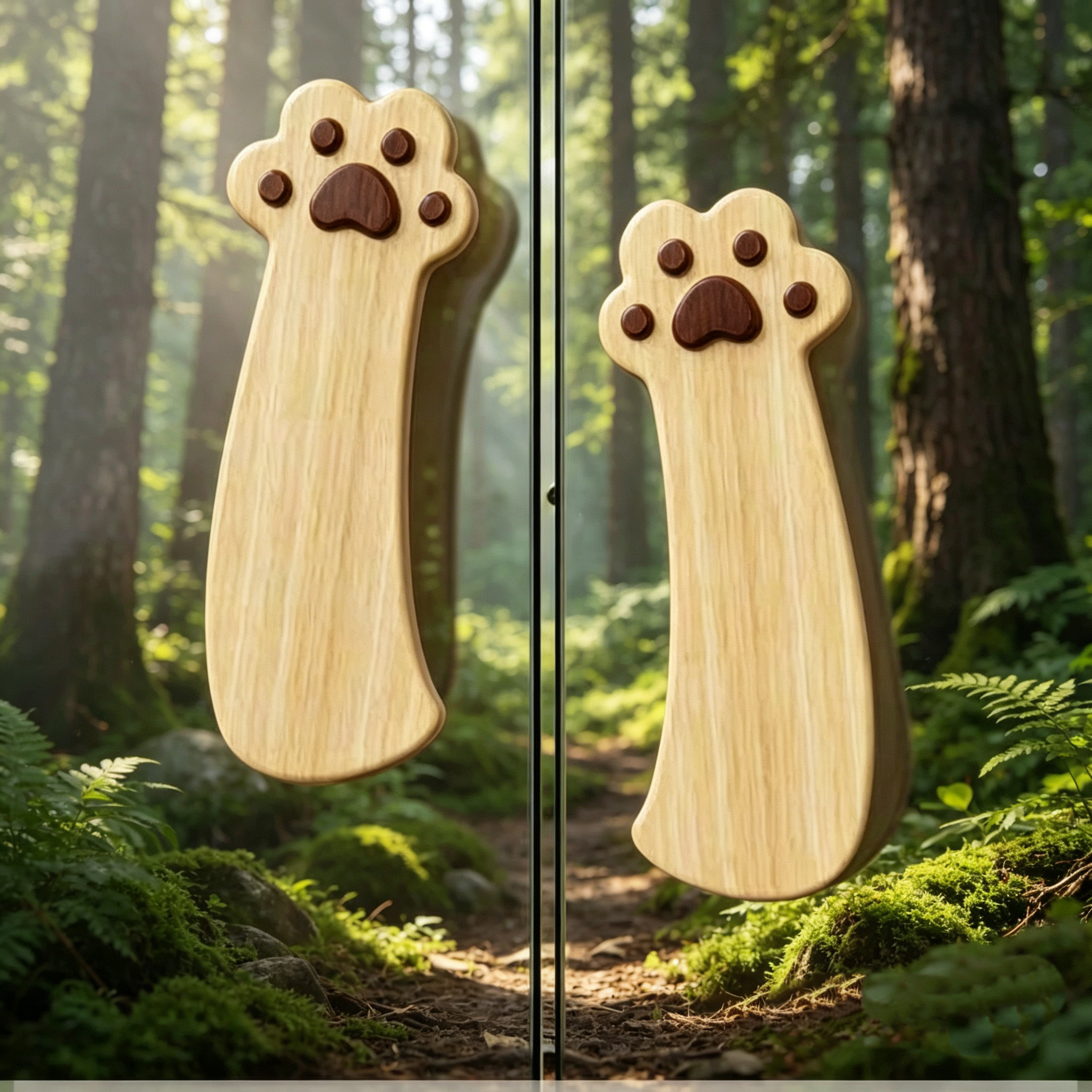 猫爪异形玻璃门拉手定制图片
