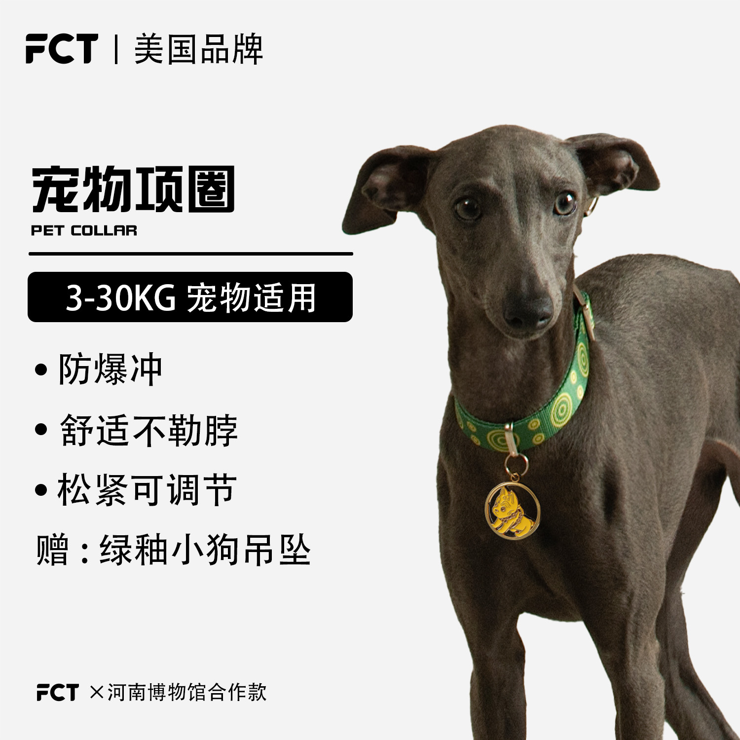 FCT x「河南博物馆合作款」狗狗项圈小中大型犬宠物脖颈圈牵引绳