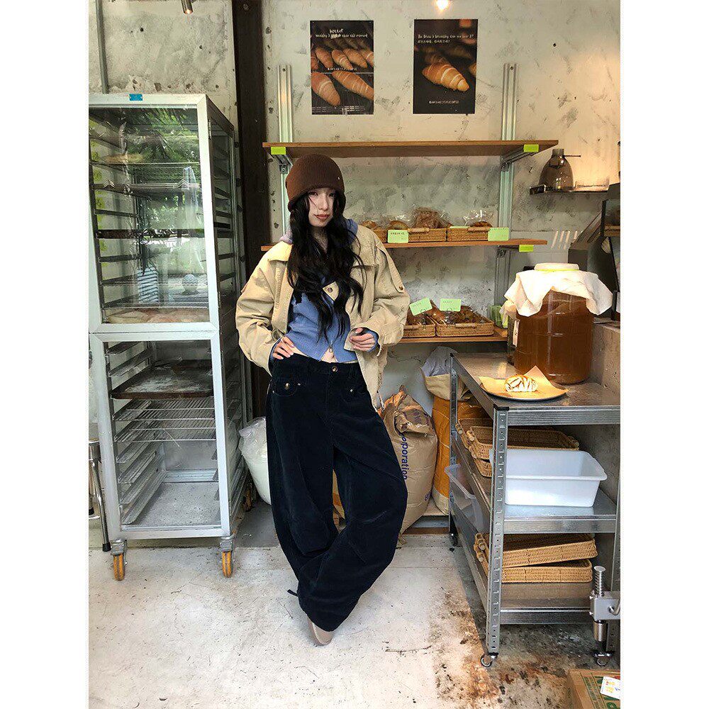 of32 official复古哑光质感灯芯绒肌理休闲裤设计感直筒束脚裤子