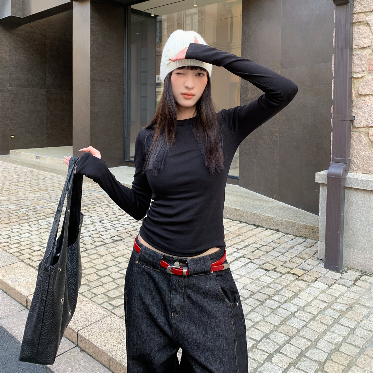 of32 official2025新款简约高级感上衣早秋韩系修身显瘦辣妹长袖