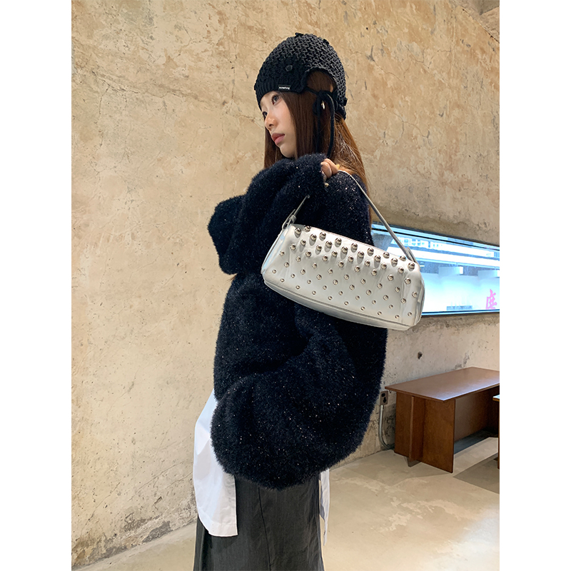 of32 official2025新款宽松慵懒风毛衣女毛绒软糯显瘦长袖上衣