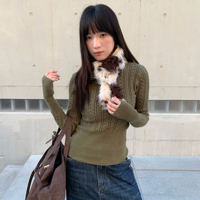 of32 official2025冬季新款修身显瘦针织衫女半高领保暖打底衫