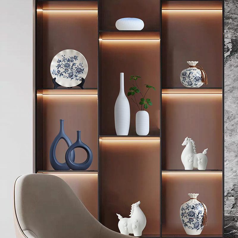 创意新中式客厅摆件家居装饰品简约高档茶室博古架办公室桌面摆放