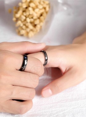 -Jewelry Her King His Queen Titanium Steel Black Couple Ring