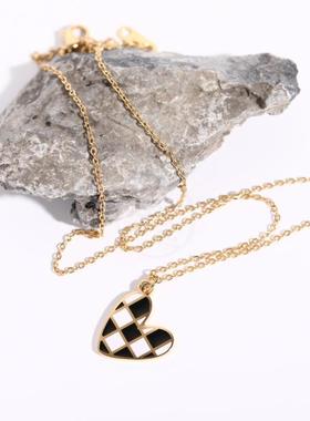 -Niche design sense ins chessboard black and white peach hea