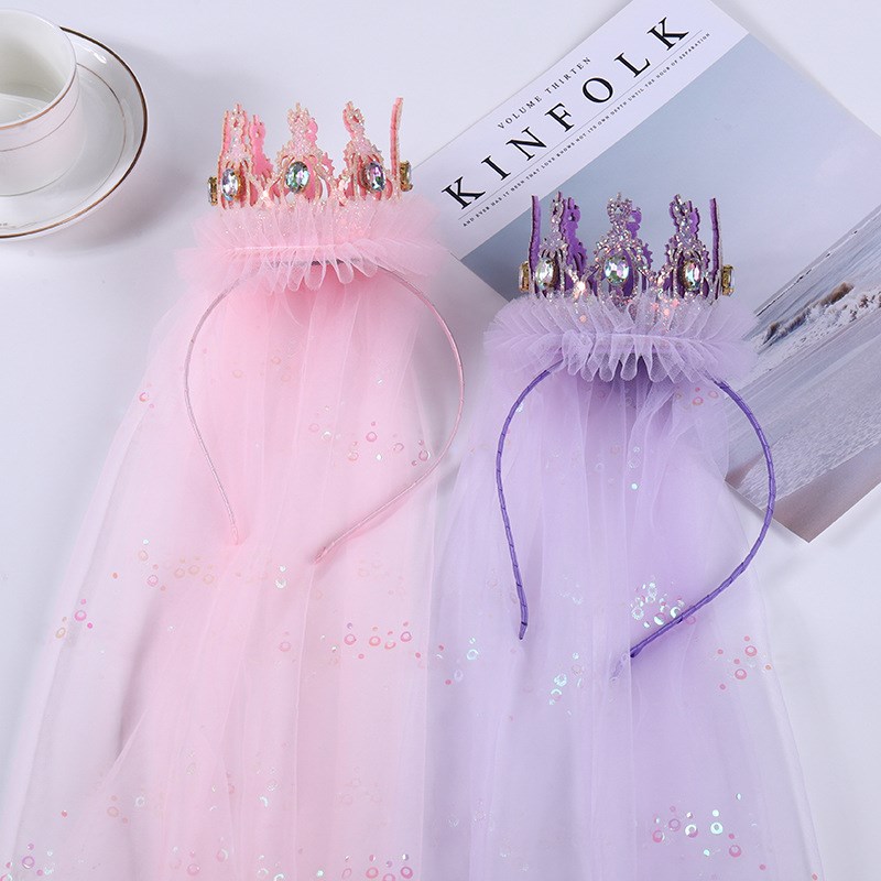 ins公主水钻皇冠仙女儿童头饰生日发箍派对拍照装饰道具女孩礼物