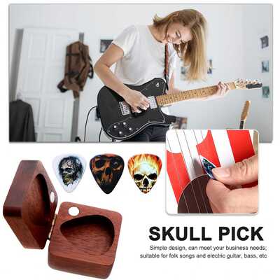 Wooden Guitar Picks Box Holder Ukulele Plectrum Case Instrum