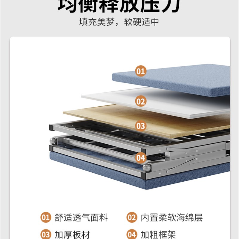 家用硬板床加床折叠床简易铁床小单人床成人办公室午休1.2米加固