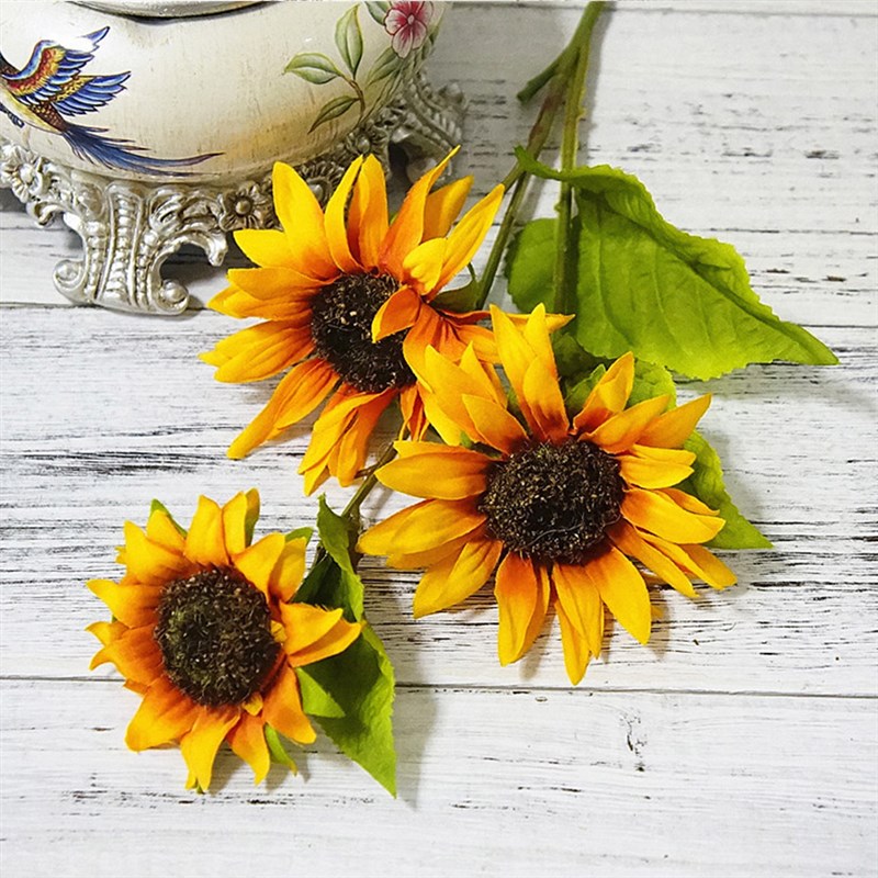 新品Fall decor 50cm long silk artificial sunflowers DIY flow