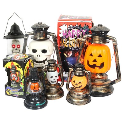 万圣节装饰品场地布置道具 恐怖音乐鬼灯 手提发光南瓜煤油灯