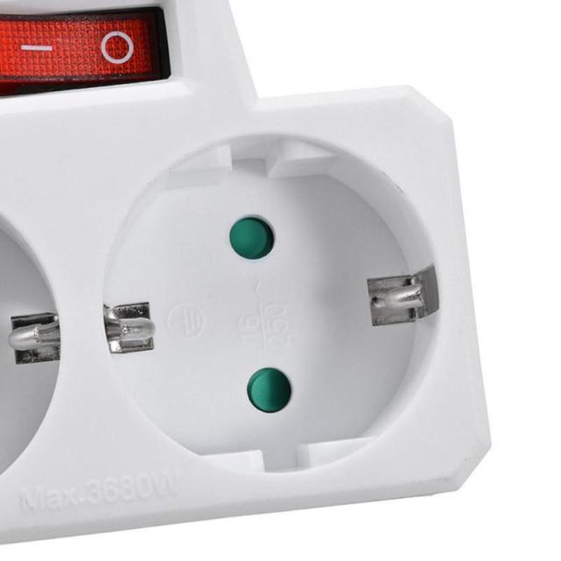 250V 16A EU Standard Plug Double Socket Conversion Socket wi