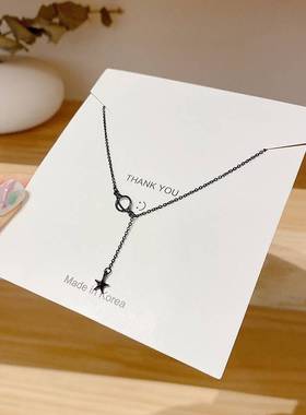 -Dark department niche design sense star and moon necklace f