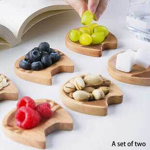 2 Pcs Wooden Dip Bowls Sauce Dishes Seasoning Dishes Serving