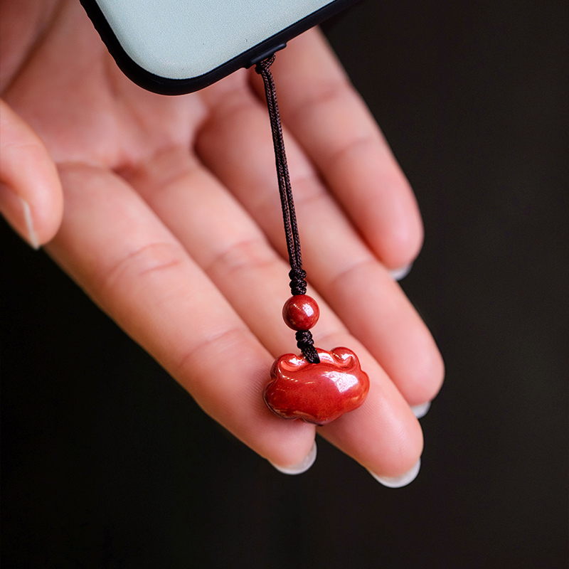 保真天然朱砂原石如意男女个性小吊坠项链手机链钥匙扣挂件保平安