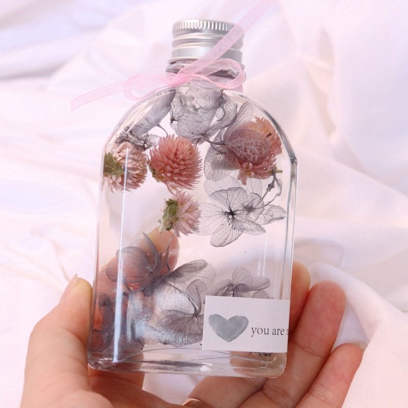 永生花浮游花浮油花瓶植物标本玻璃瓶桌面摆件礼物女生礼品
