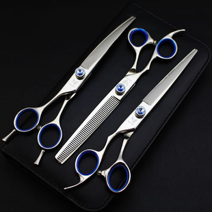 7.0寸 高档宝石左手宠物剪刀套装3把装直剪牙剪左撇子专用