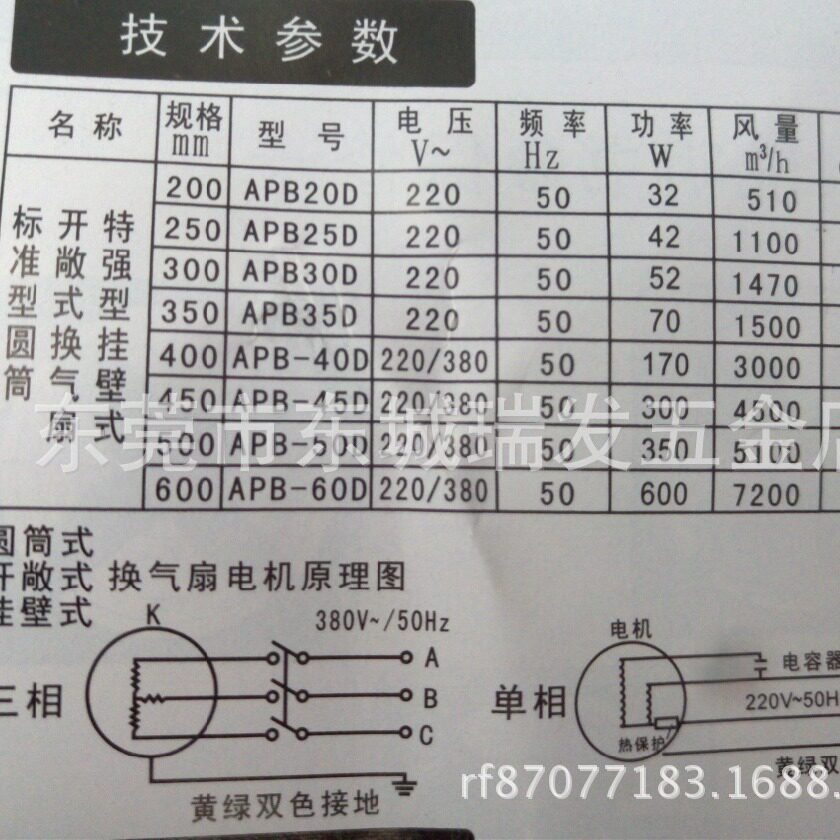 德胜力美24寸600MM方工业排气扇换气厨房油烟抽气扇排风扇