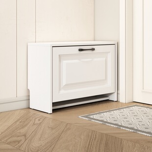 J^翻斗换鞋凳北欧原木色灰白色17/24cm厚穿鞋凳家用小鞋柜美