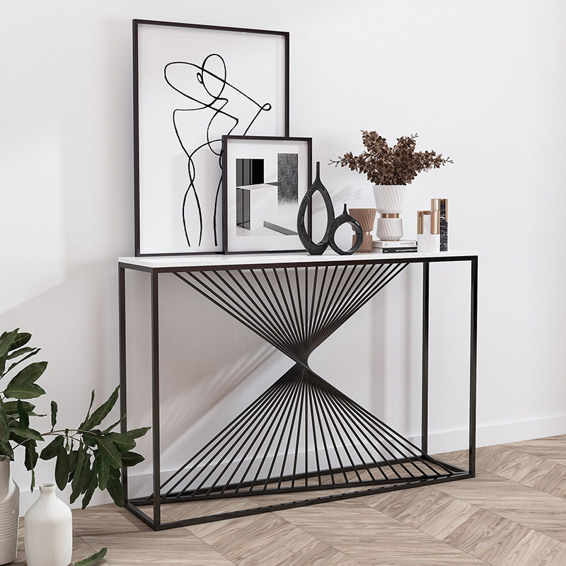 家用北欧大理石玄关桌子酒店餐厅靠墙过道置物架咖啡厅装饰长条桌