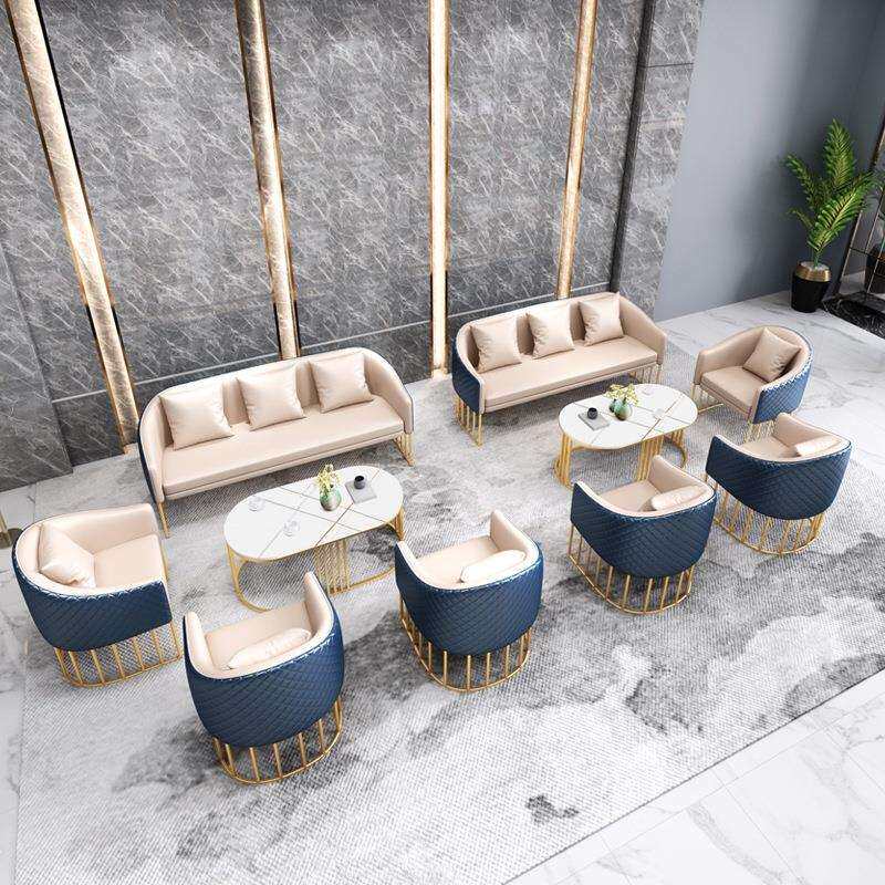 办公室沙发小型商务茶几组合套装简约现代接待室会客洽谈桌椅轻奢