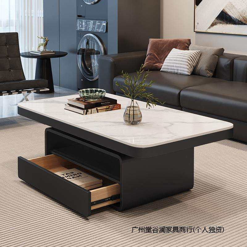 现代简约一体茶几轻奢高级感极简岩板茶桌组合小户型高级客厅家用