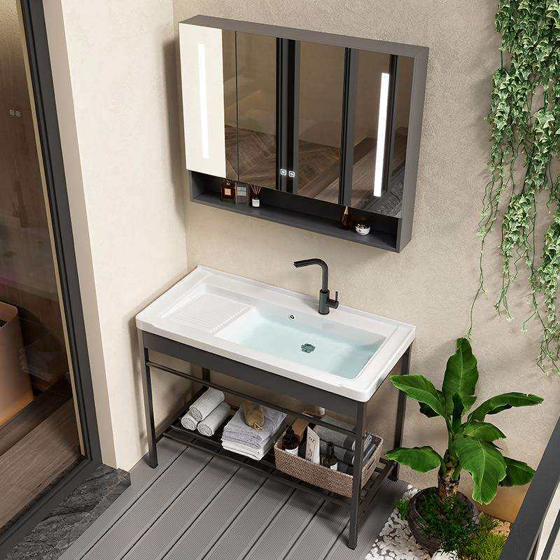 陶瓷洗衣盆带搓衣板一体台盆洗衣池带搓板阳台超深洗衣槽水池脸盆