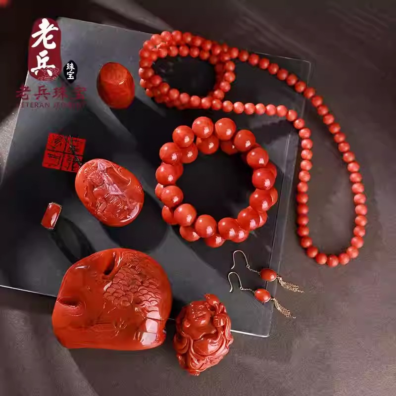 保山南红玛瑙手串手链108颗珠串毛衣项链配饰散珠圆珠雕刻件男女4