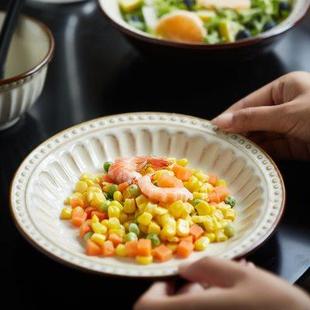 简约饭碗汤碗菜盘复古碗盘子组合微波炉碗碟套装 家用陶瓷餐具欧式