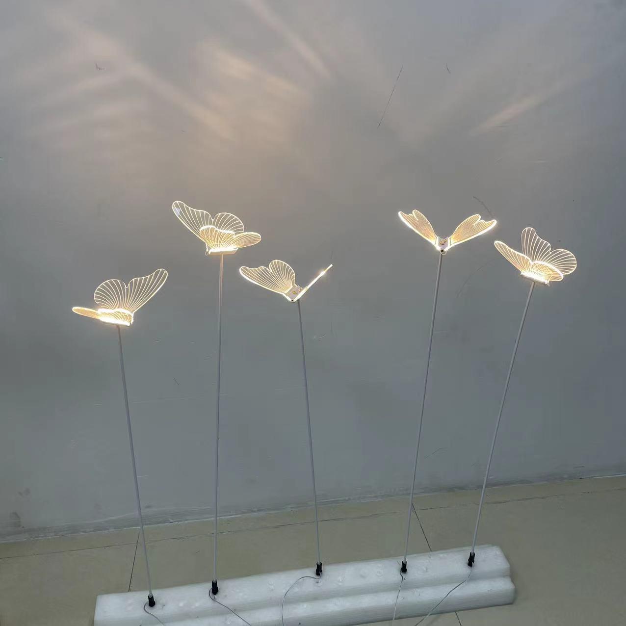 新款婚庆道具发光蝴蝶路引婚礼舞台T台装饰吊灯布置烟花地插灯