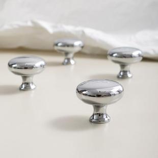 INDOORS法式极简柜门把手衣柜门鞋柜抽屉黄铜镀铬银色圆形小拉手