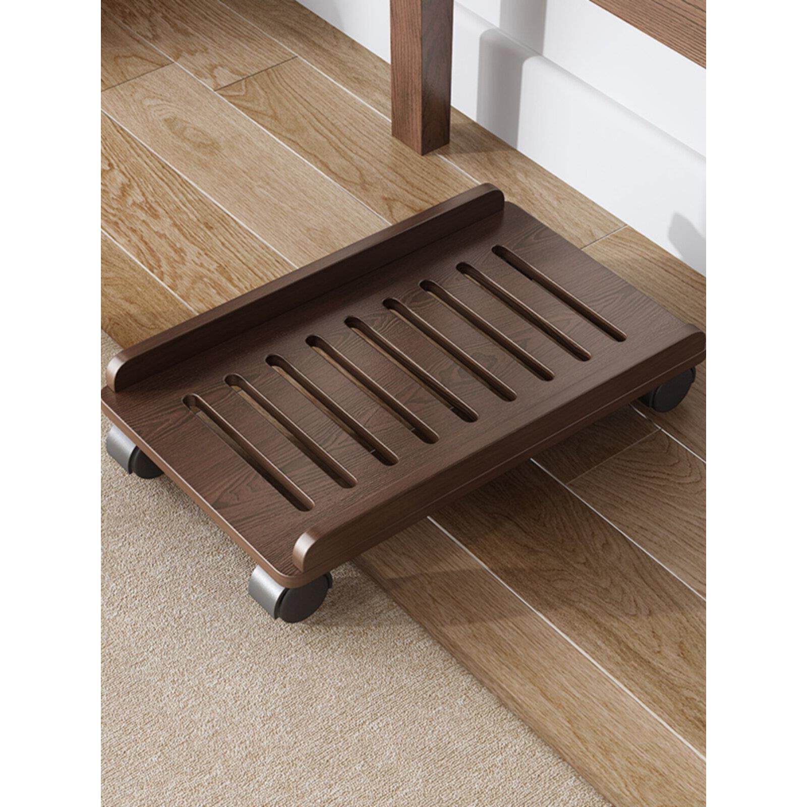 台式电脑主机拖架移动支架存储架底座加高支架实木主机箱下桌面托