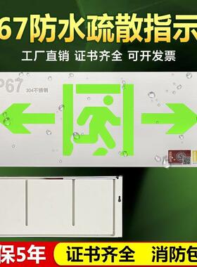 IP67防水疏散指示灯led户外不锈钢安全出口标志灯隧道消防紧急照