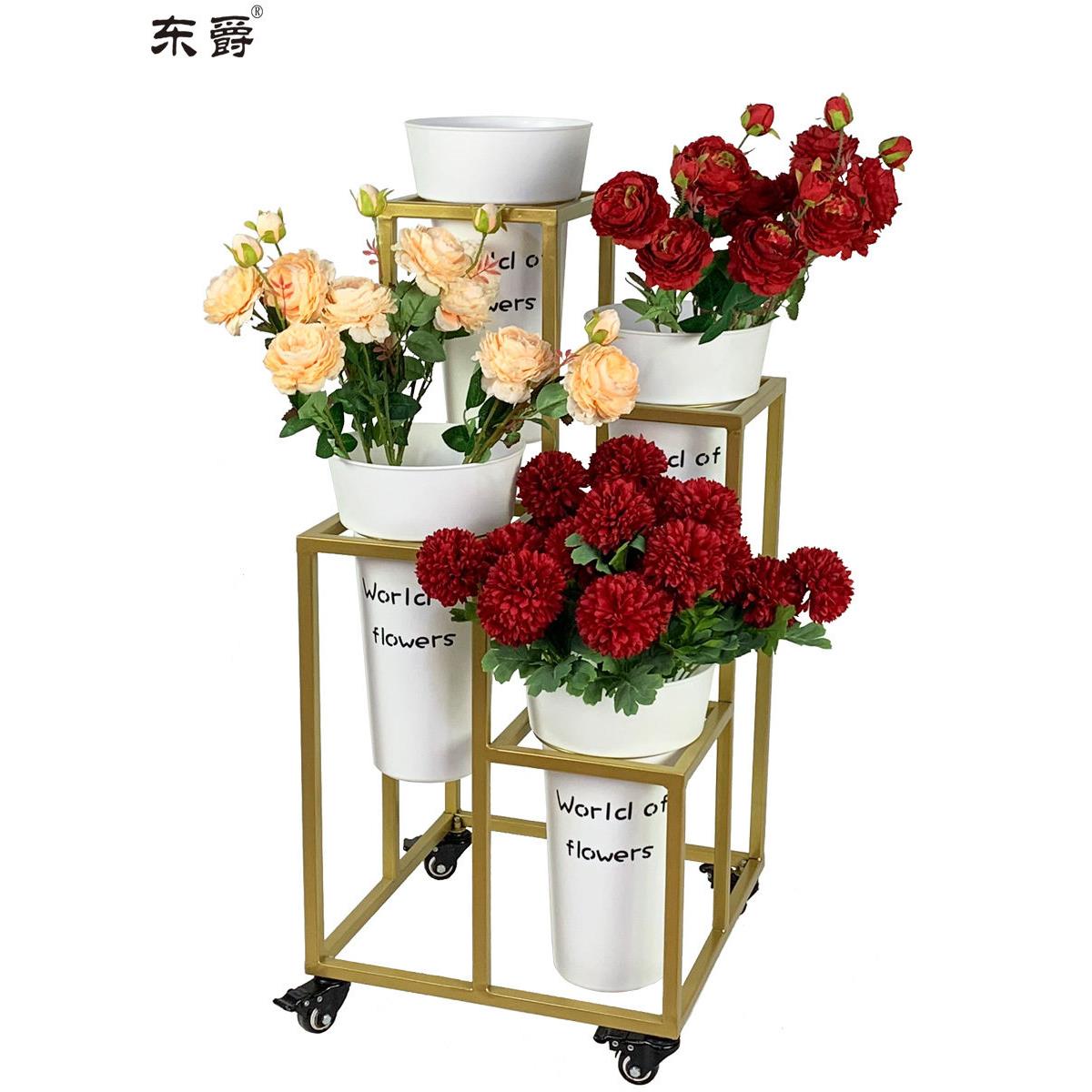 花店展示架花架花展示架移动多层阶梯花桶架货架花桶展示架