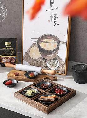 新中式样板间设计感家具厨房台面摆设中式厨房摆件锅具擀面杖套装