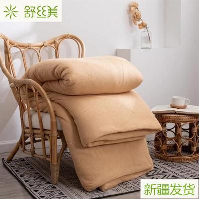 彩棉被新疆棉花被特级优质100%纯天然长绒驼色正品棉被芯四季保暖