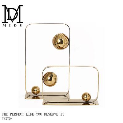 现代简约高档金色几何金属摆件创意艺术品样板间家居客厅书房装饰