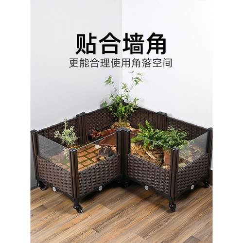 黄缘龟专用饲养箱半水龟生态造景绿植物缸套餐带轮子可移动超大缸