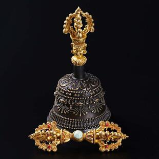 尼泊尔工艺纯铜五股金刚铃杵铜铃铛藏传佛用品密宗法器音质清脆