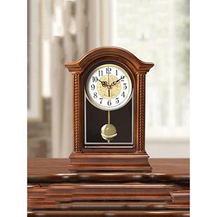 秦汉天禧中式覆古钟实木座钟静音整点报时钟客厅大号覆古台钟摆钟