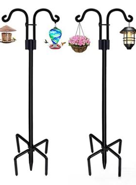 新款牧羊钩工艺品花园双钩盆栽园艺地插杆装饰灯挂钩架铁艺手工
