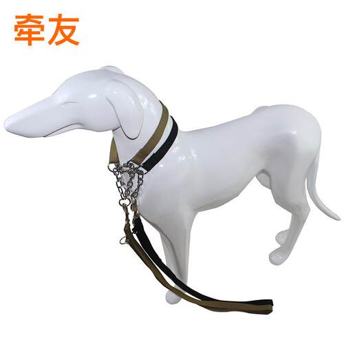 厂家直销订制训犬大型犬军绿棉质宠物牵引绳德牧牵引带脖圈遛狗绳